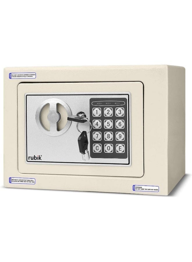 روبيك صندوق إيداع نقدي صغير مزود بفتحة إيداع مع خيار المفتاح ورمز PIN، الحجم 23 × 17 × 17 سم (لون أبيض مائل للبيج) - Image 4